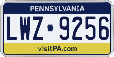PA license plate LWZ9256