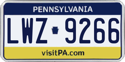 PA license plate LWZ9266
