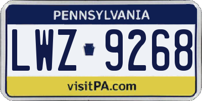 PA license plate LWZ9268