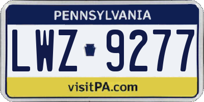 PA license plate LWZ9277