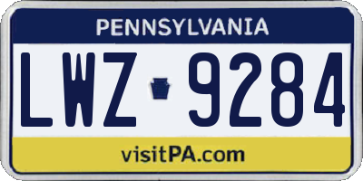 PA license plate LWZ9284