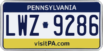 PA license plate LWZ9286