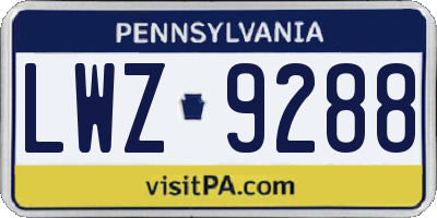 PA license plate LWZ9288