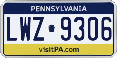 PA license plate LWZ9306