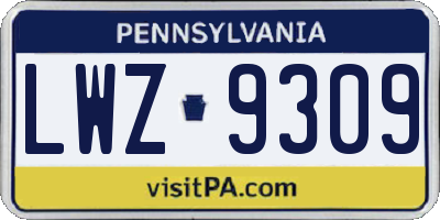 PA license plate LWZ9309