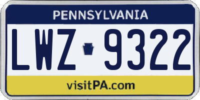 PA license plate LWZ9322