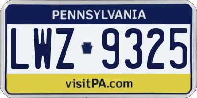 PA license plate LWZ9325