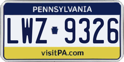 PA license plate LWZ9326