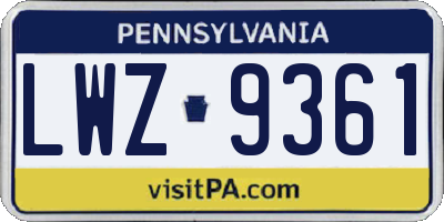 PA license plate LWZ9361