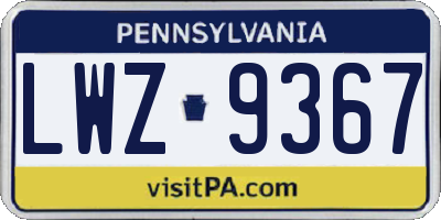 PA license plate LWZ9367