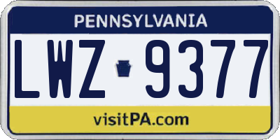 PA license plate LWZ9377
