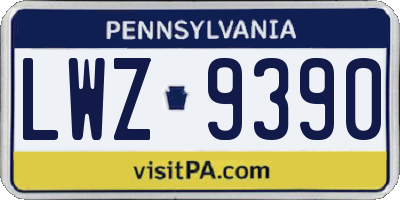 PA license plate LWZ9390