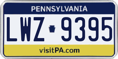 PA license plate LWZ9395