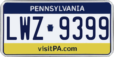 PA license plate LWZ9399