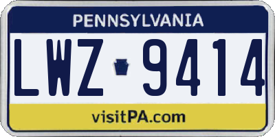 PA license plate LWZ9414