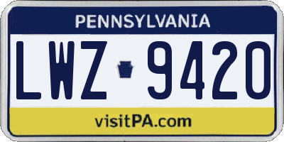 PA license plate LWZ9420