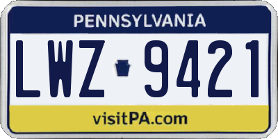 PA license plate LWZ9421