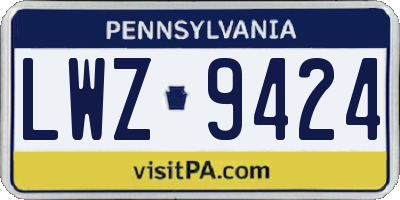 PA license plate LWZ9424