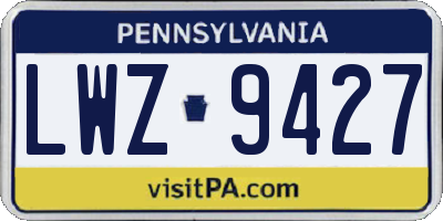 PA license plate LWZ9427