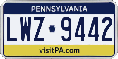 PA license plate LWZ9442