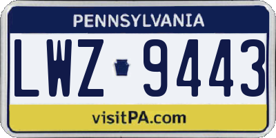 PA license plate LWZ9443