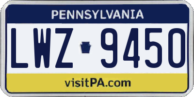 PA license plate LWZ9450