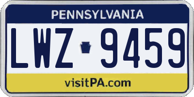 PA license plate LWZ9459
