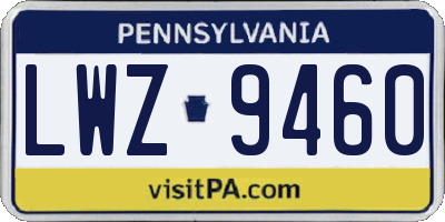 PA license plate LWZ9460