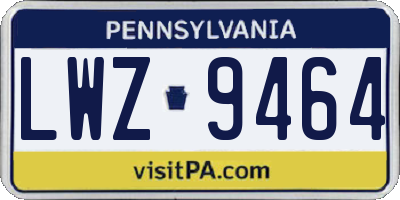 PA license plate LWZ9464