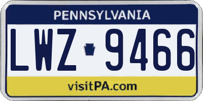 PA license plate LWZ9466