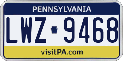 PA license plate LWZ9468