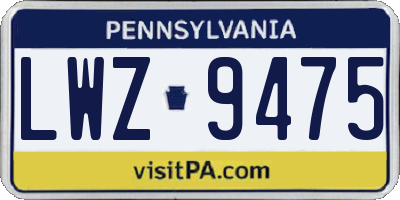 PA license plate LWZ9475
