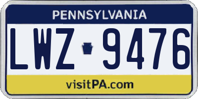 PA license plate LWZ9476