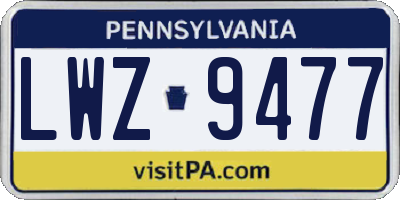 PA license plate LWZ9477