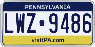 PA license plate LWZ9486