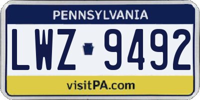 PA license plate LWZ9492