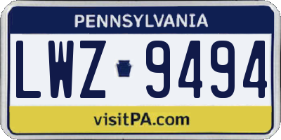 PA license plate LWZ9494