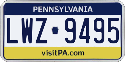 PA license plate LWZ9495