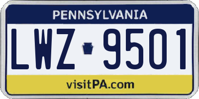 PA license plate LWZ9501