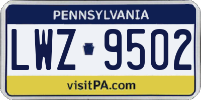PA license plate LWZ9502