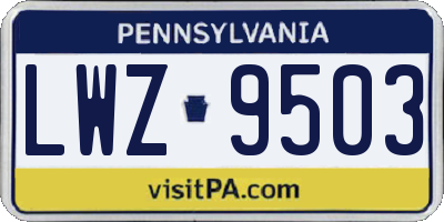 PA license plate LWZ9503