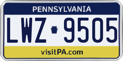 PA license plate LWZ9505