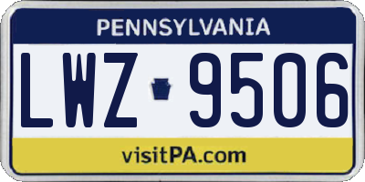 PA license plate LWZ9506