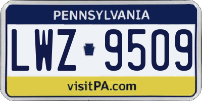 PA license plate LWZ9509