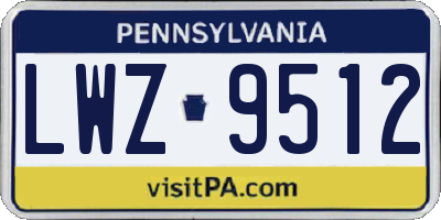 PA license plate LWZ9512