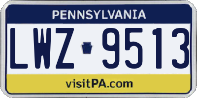 PA license plate LWZ9513