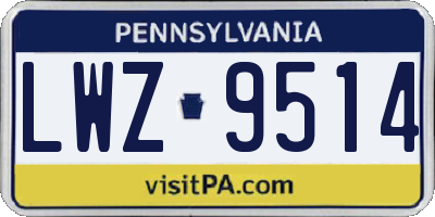 PA license plate LWZ9514