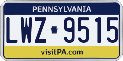 PA license plate LWZ9515