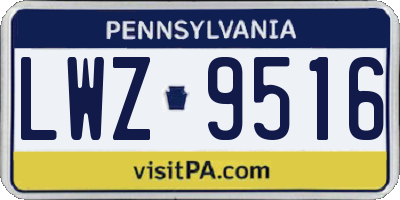 PA license plate LWZ9516