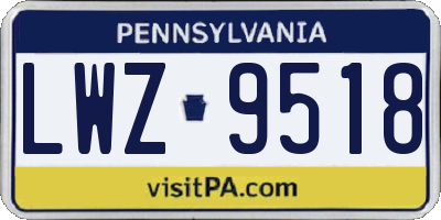 PA license plate LWZ9518